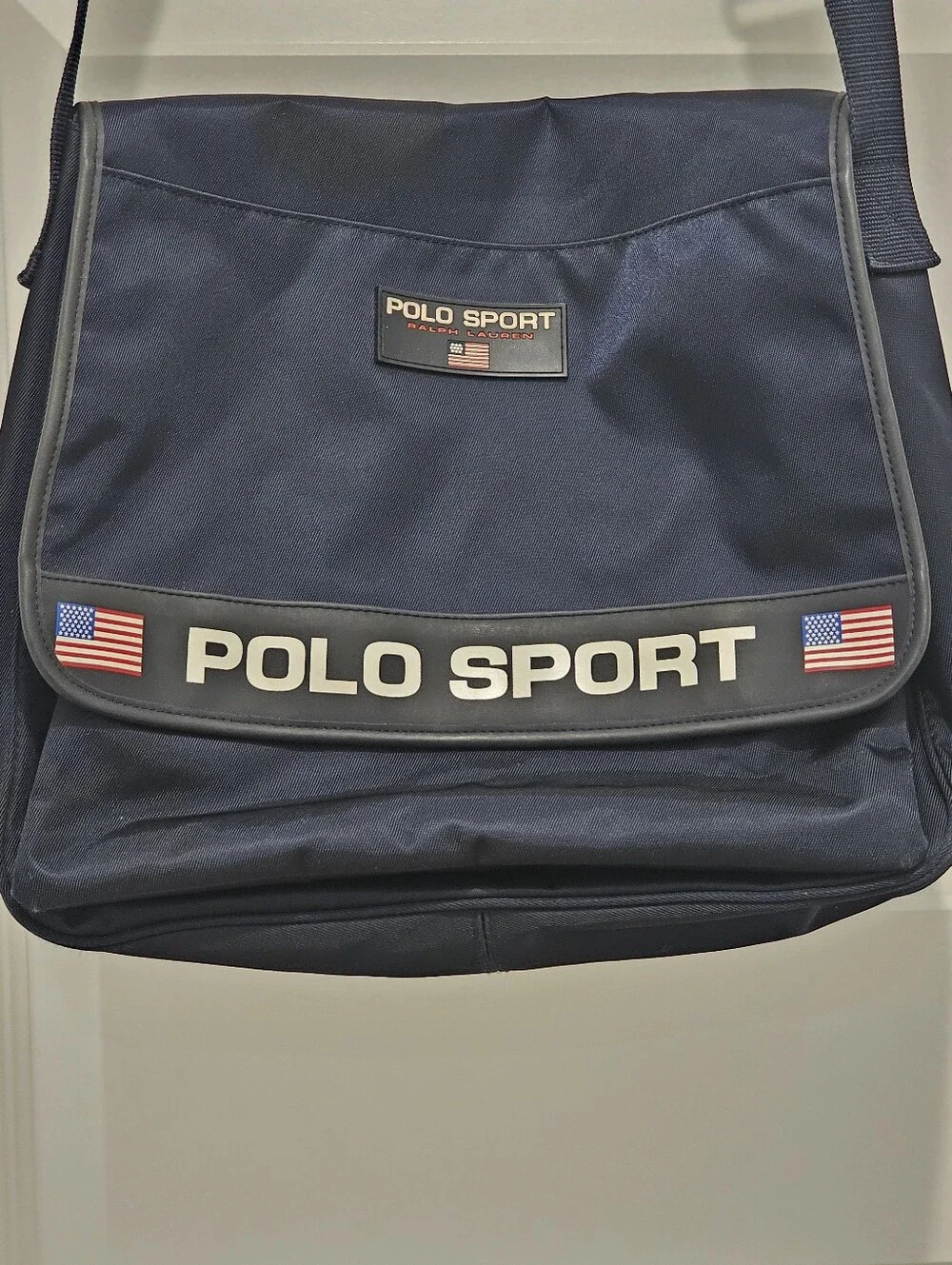 Vintage 90s Polo Sport Ralph Lauren Nylon Messenger Bag - Navy Blue